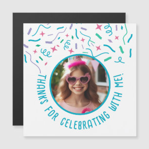 Custom Foto Confetti Geburtstagsparty Danke Magnetkarte