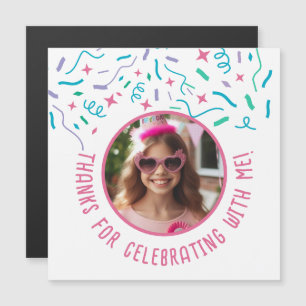 Custom Foto Confetti Geburtstagsparty Danke Magnetkarte