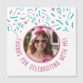 Custom Foto Confetti Geburtstagsparty Danke Magnetkarte (Vorderseite)