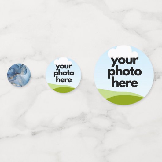 Custom Foto Confetti w Navy Blue Gold Accents Konfetti (Rückseiten)