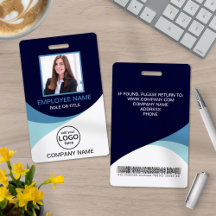Custom foto corporate employee name tags Blue