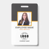 Custom Foto Corporate Employee QR Code Gray Yello Ausweis (Vorderseite)