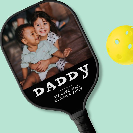 Custom Foto Daddy Black Pickleball Paddle