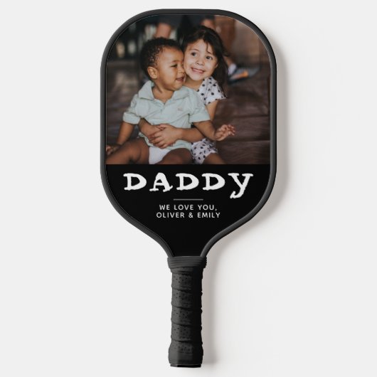 Custom Foto Daddy Black Pickleball Paddle (Rückseite)
