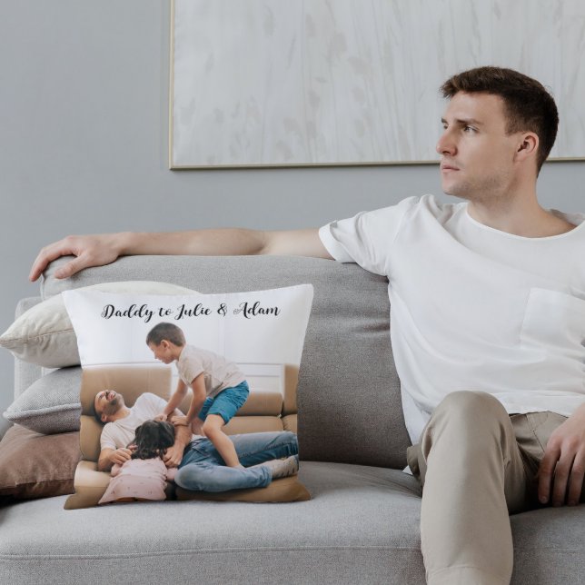 Custom Foto Daddy Kids Names Script Vatertag Kissen (Von Creator hochgeladen)