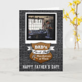 Custom Foto Dads Fix-it Shop Handyman Fathers Day Karte (Gelbe Blume)