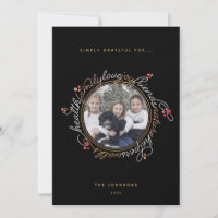 Custom Foto Dankbarkeit Wreath Foto Holiday Card