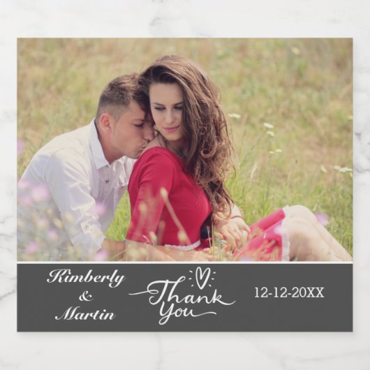 Custom Foto Danke Hochzeit Schaumweinetikett (Einzelnes Label)