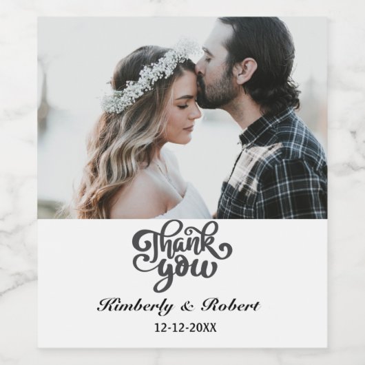 Custom Foto Danke Hochzeit Weinetikett (Einzelnes Label)