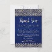 Custom Foto Danke Rustic Blue Gold Lace (Vorderseite)