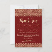 Custom Foto Danke Rustic Red Gold Lace (Vorderseite)