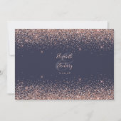 Custom Foto Dark Blue Rose Gold Glitzer Hochzeit Dankeskarte (Rückseite)
