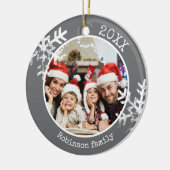 Custom Foto Dark Gray Snowflake Keramik Ornament (Links)