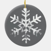 Custom Foto Dark Gray Snowflake Keramik Ornament (Hinten)