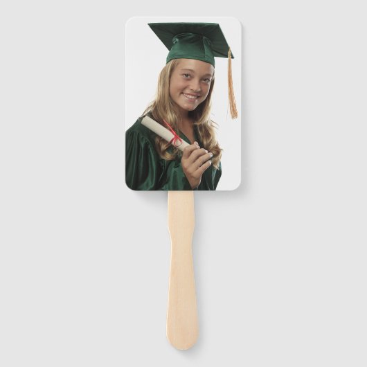 Custom Foto Dark Green White Gold Abschluss Fächer (Rückseite)