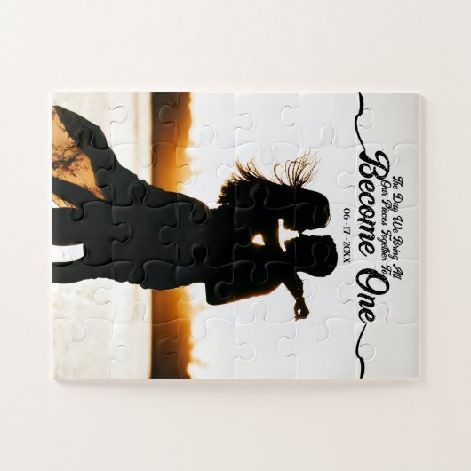 Custom Foto & Date Unity Wedding Day Puzzle (Horizontal)