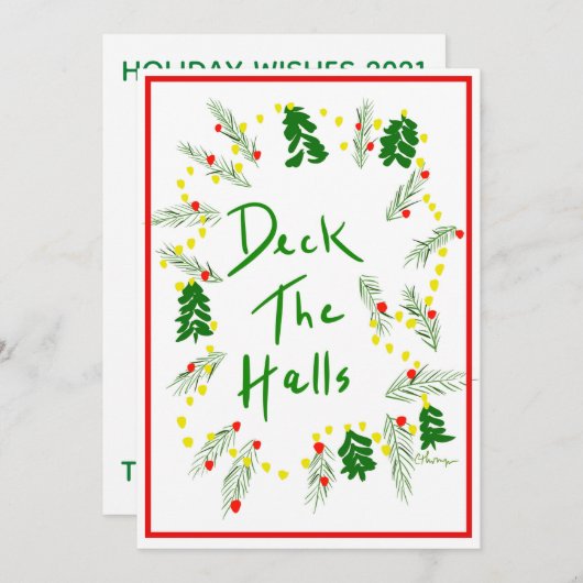 Custom Foto Deck Hallen Weihnachtskarte (Vorne/Hinten)