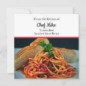 Custom Foto Design Tomato Sauce Rezept Card (Vorderseite)