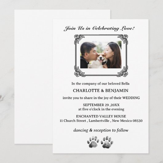 Custom Foto Dog Theme Wedding Einladung (Vorne/Hinten)