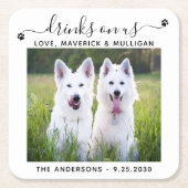 Custom Foto Drinks auf US Hunde Bar Haustier Hochz Rechteckiger Pappuntersetzer (Vorderseite)