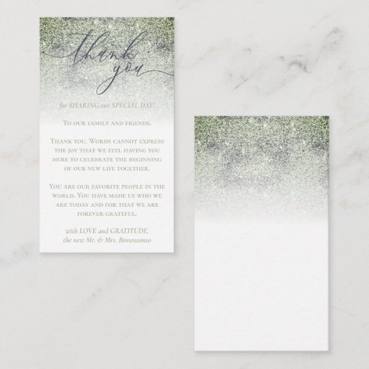 Custom Foto Dust Glitz Green Vielen Dank Begleitkarte (Vorne/Hinten)