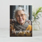 Custom Foto Dusty Blue 80. Geburtstagsparty Dankeskarte (Stehend Vorderseite)