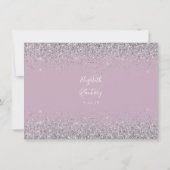 Custom Foto Dusty Lilac Silver Glitzer Wedding Dankeskarte (Rückseite)