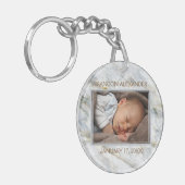 Custom Foto Elegant Blue Gray Marble Muster 2025 Schlüsselanhänger (Vorderseite links)