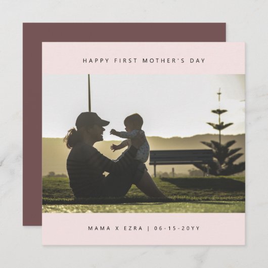 Custom Foto Elegant First Mother's Day Modern Karte (Vorne/Hinten)
