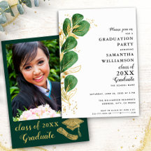 Custom Foto Elegant Greenerity Graduation Party