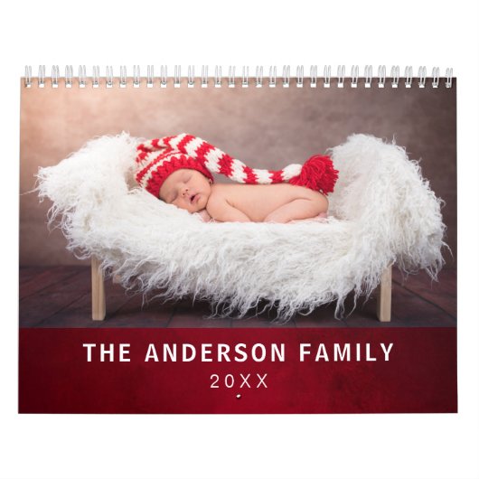 Custom Foto Elegant Styish Red Kalender (Titelbild)