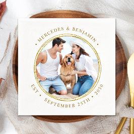 Custom Foto Elegante Gold Personalisierte Hochzeit Serviette