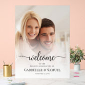 Custom Foto Elegante Hochzeit Willkommen Acrylschild (Hochzeit)