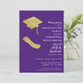 Custom Foto Elegante Lila Graduation Party Einladung (Stehend Vorderseite)