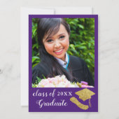 Custom Foto Elegante Lila Graduation Party Einladung (Rückseite)