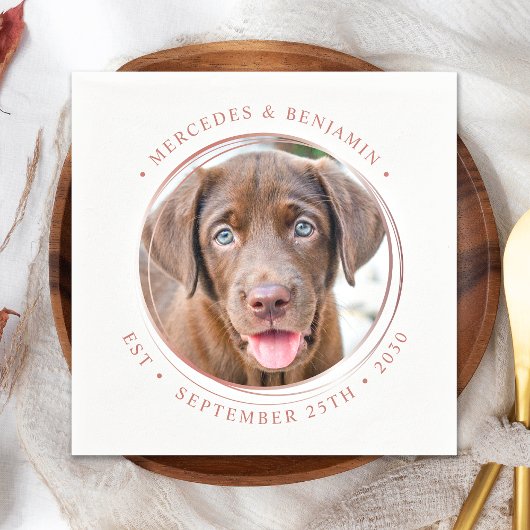 Custom Foto Elegante Rose Gold Persönliche Hochzei Serviette