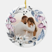Custom Foto Elegante Weihnachten Keramik Ornament (Hinten)