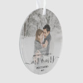 Custom Foto Erste Verheiratete Weihnachts-Grauschr Ornament (Vorderseite)