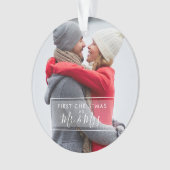 Custom Foto Erste Weihnachten als Mr. und Mrs. Ornament (Vorderseite)
