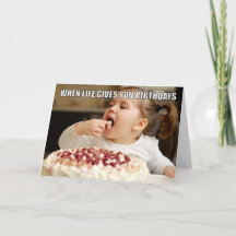 Custom Foto essen Cake Meme Funny Geburtstagskarte