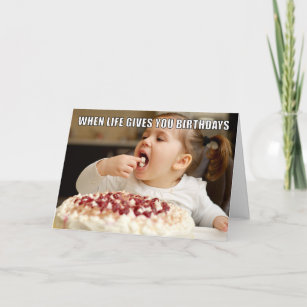 Custom Foto essen Cake Meme Funny Geburtstagskarte Karte