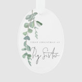 Custom Foto Eucalyptus First Christmas Big Sister Ornament (Vorderseite)