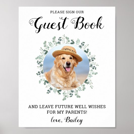 Custom Foto Eucalyptus Pet Wedding Guest Book Sig Poster (Vorne)