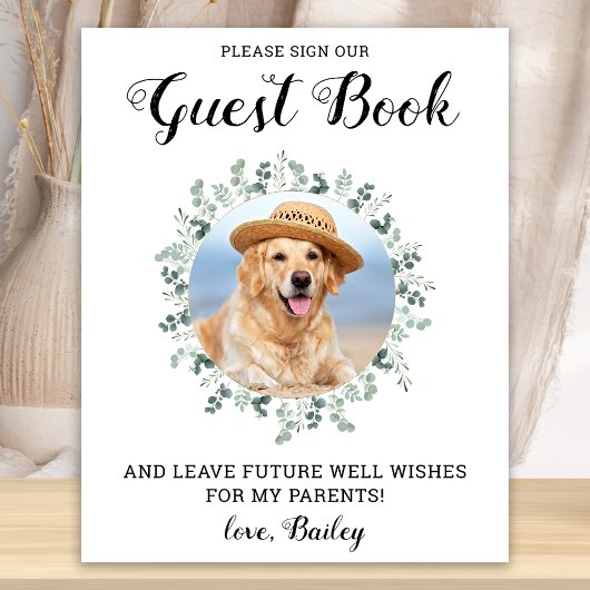 Custom Foto Eucalyptus Pet Wedding Guest Book Sig Poster