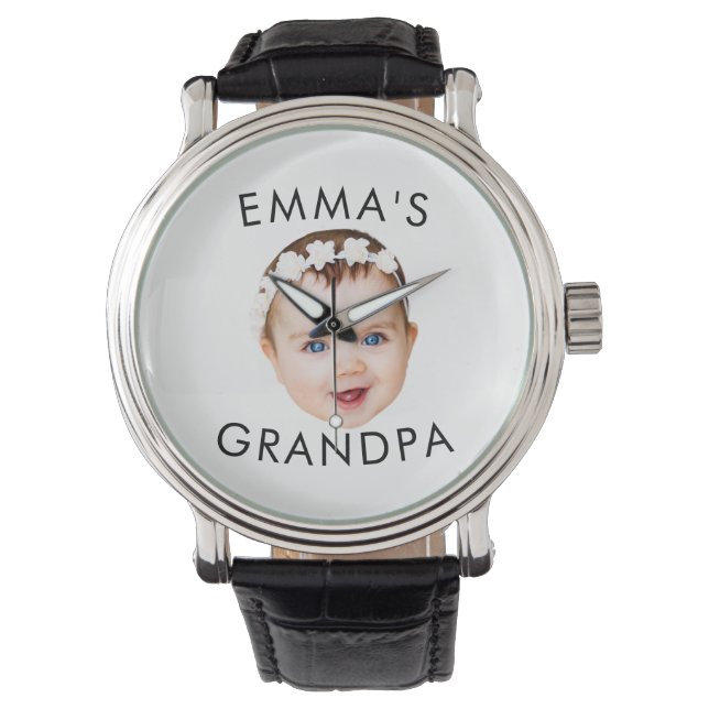 Custom Foto Face Mama Oma Opa Geburtstag Armbanduhr (Vorderseite)