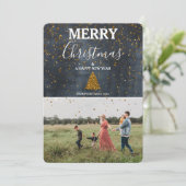 Custom Foto Family Christmas Card (Stehend Vorderseite)