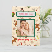 Custom Foto Family Christmas Card Einladung (Stehend Vorderseite)