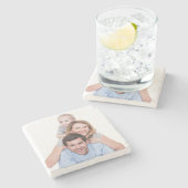 Custom Foto Family Wedding Newlyweds Paare Steinuntersetzer (Seitenansicht)