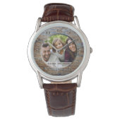 Custom Foto Fathers Day Watch Vater Rustic Armbanduhr (Vorderseite)