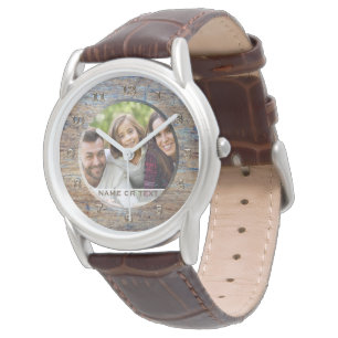 Custom Foto Fathers Day Watch Vater Rustic Armbanduhr